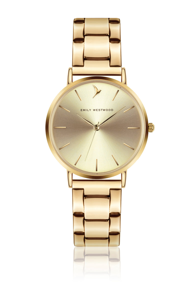 Gold Sunray Steel Watch | Emily Westwood