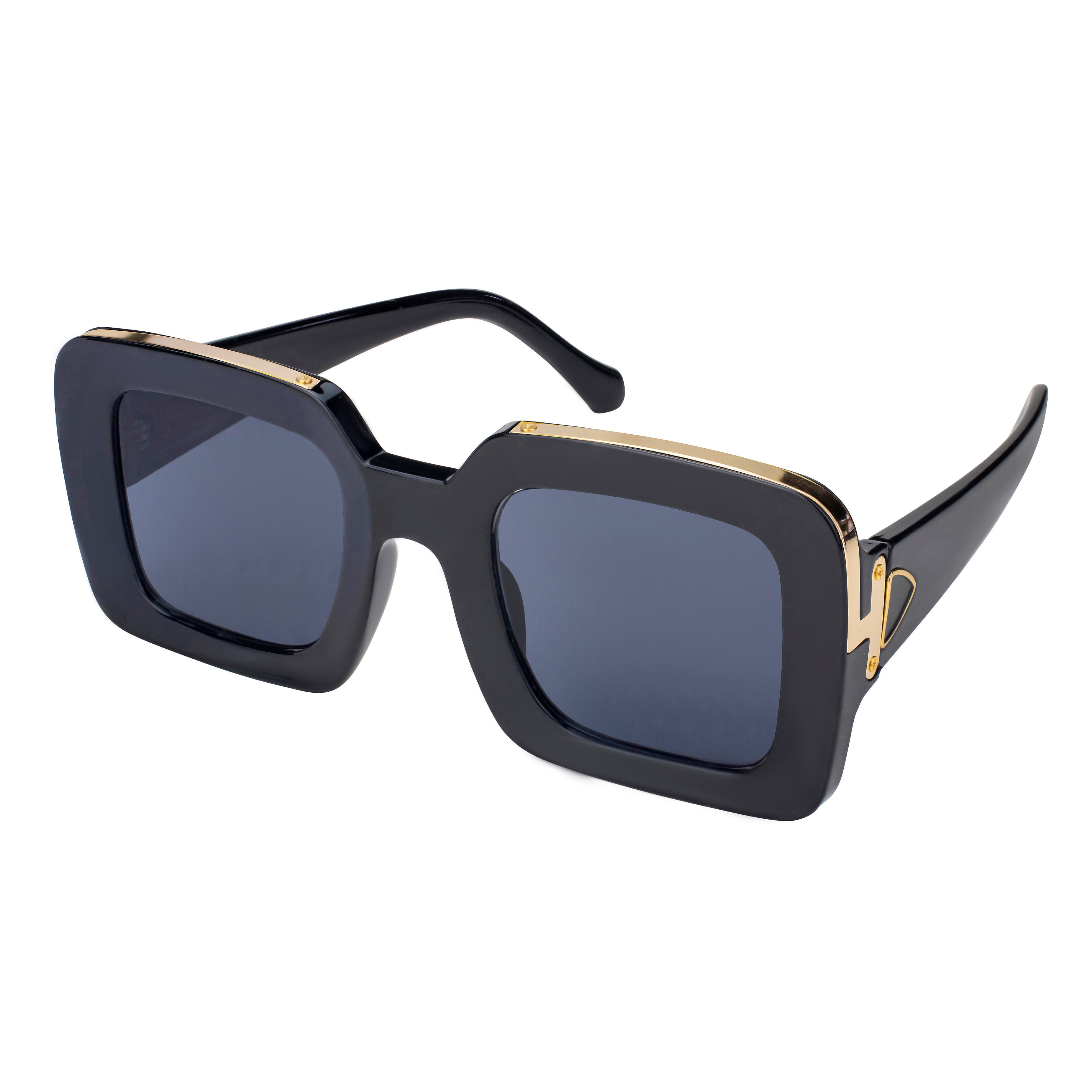 Square-frame sunglasses with GG lens in black and grey